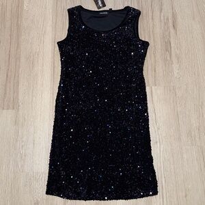 Black Sequin Sleeveless Sheath Dress